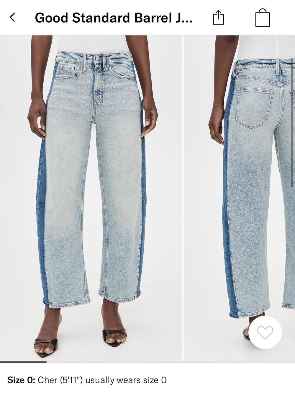 Good American Good Standard Barrel Jeans - Light & Dark Blue Two-Tone